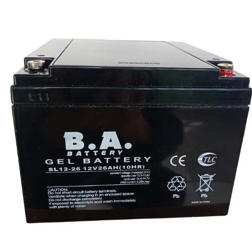 BA 12V Gel Battery - 26AH - 6 Month Warranty